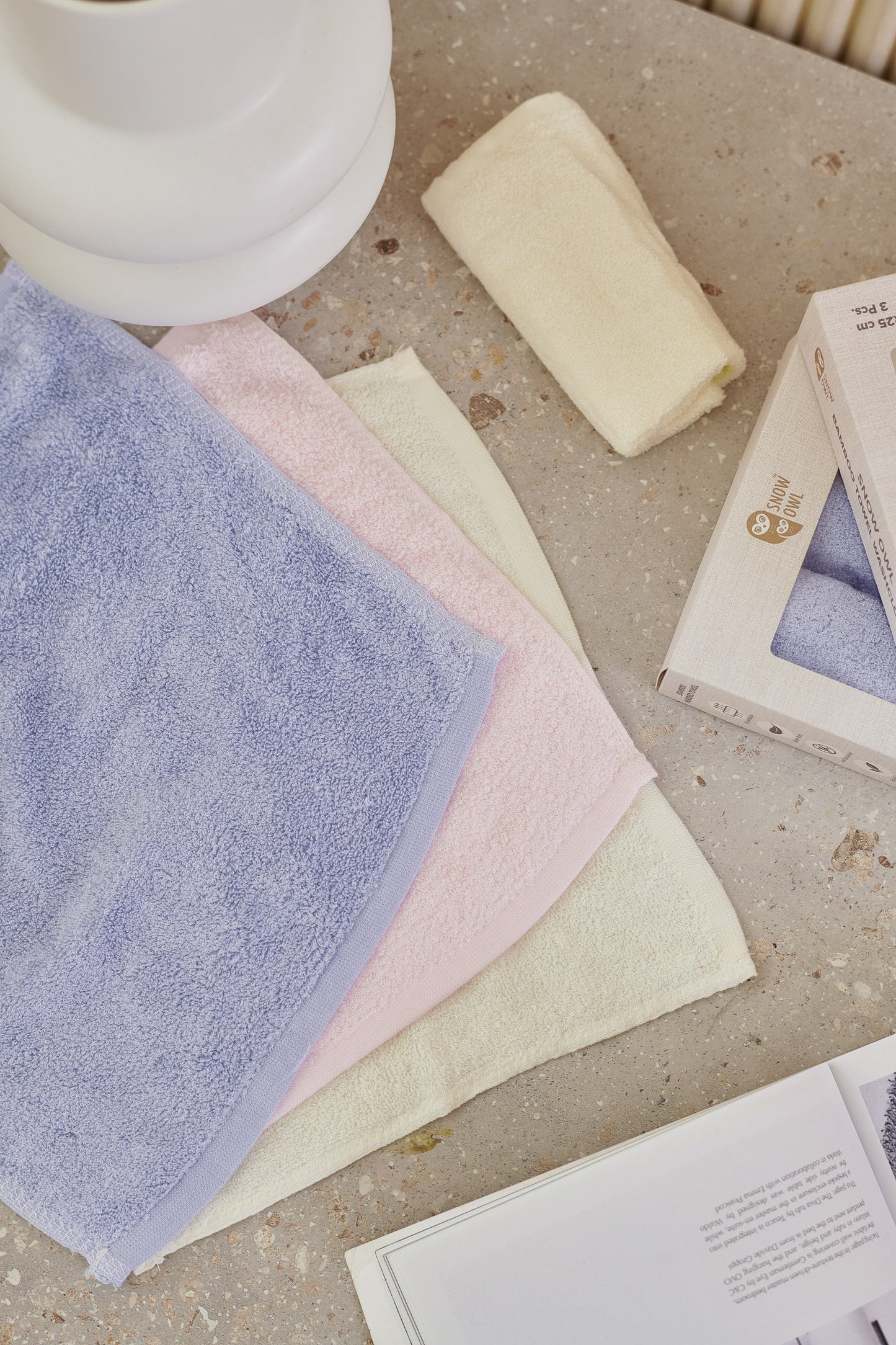 Snow Owl Gentle Dry Bamboo Washcloth - Pink (Pack of 3)