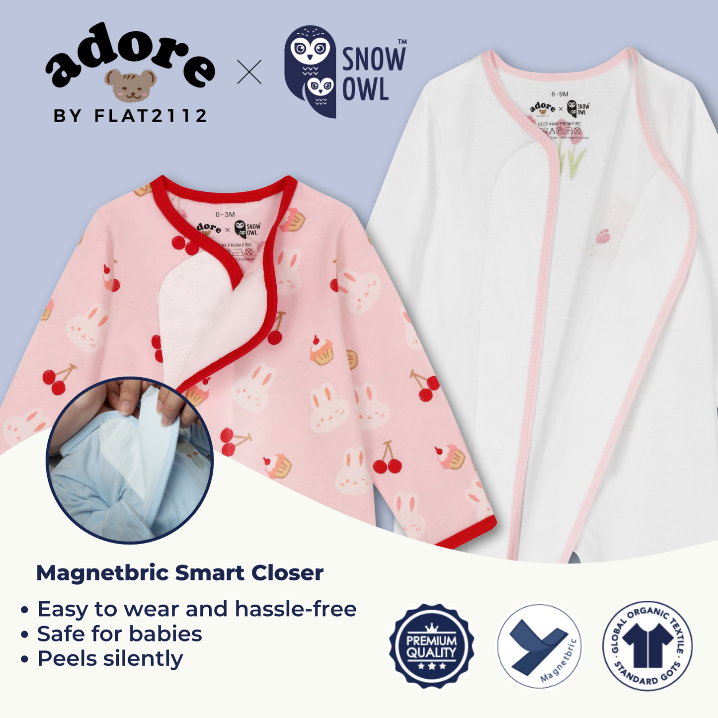 Adore x Snow Owl Body Suit - Rabbit & Cupcake Printed Pink 0-3 M