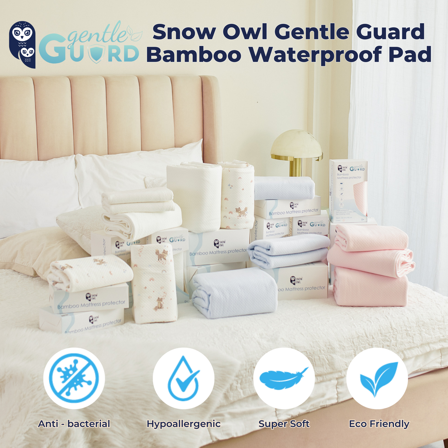 Snow Owl Gentle Guard Bamboo Waterproof Mattress Pad - Small Fox White
