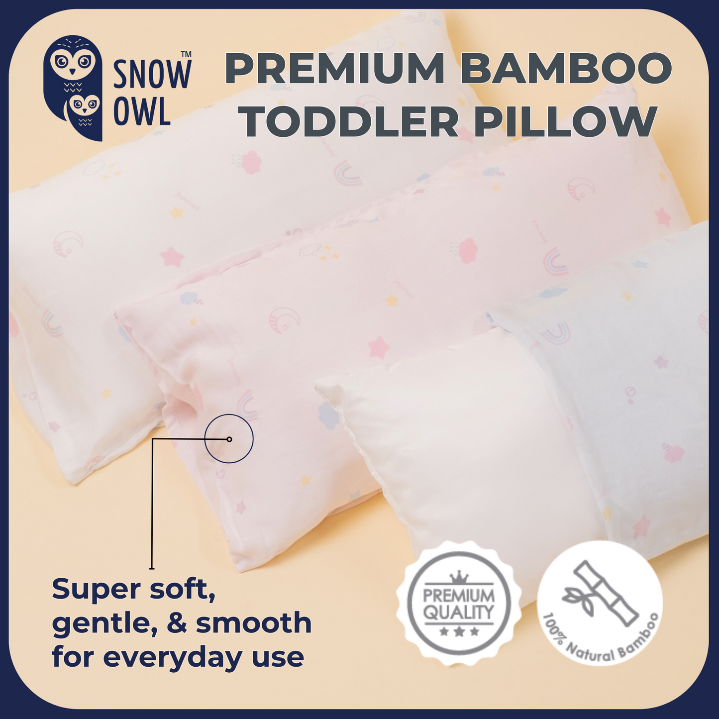 SNOW OWL BAMBOO Toddler Pillow - Lovely Sky White