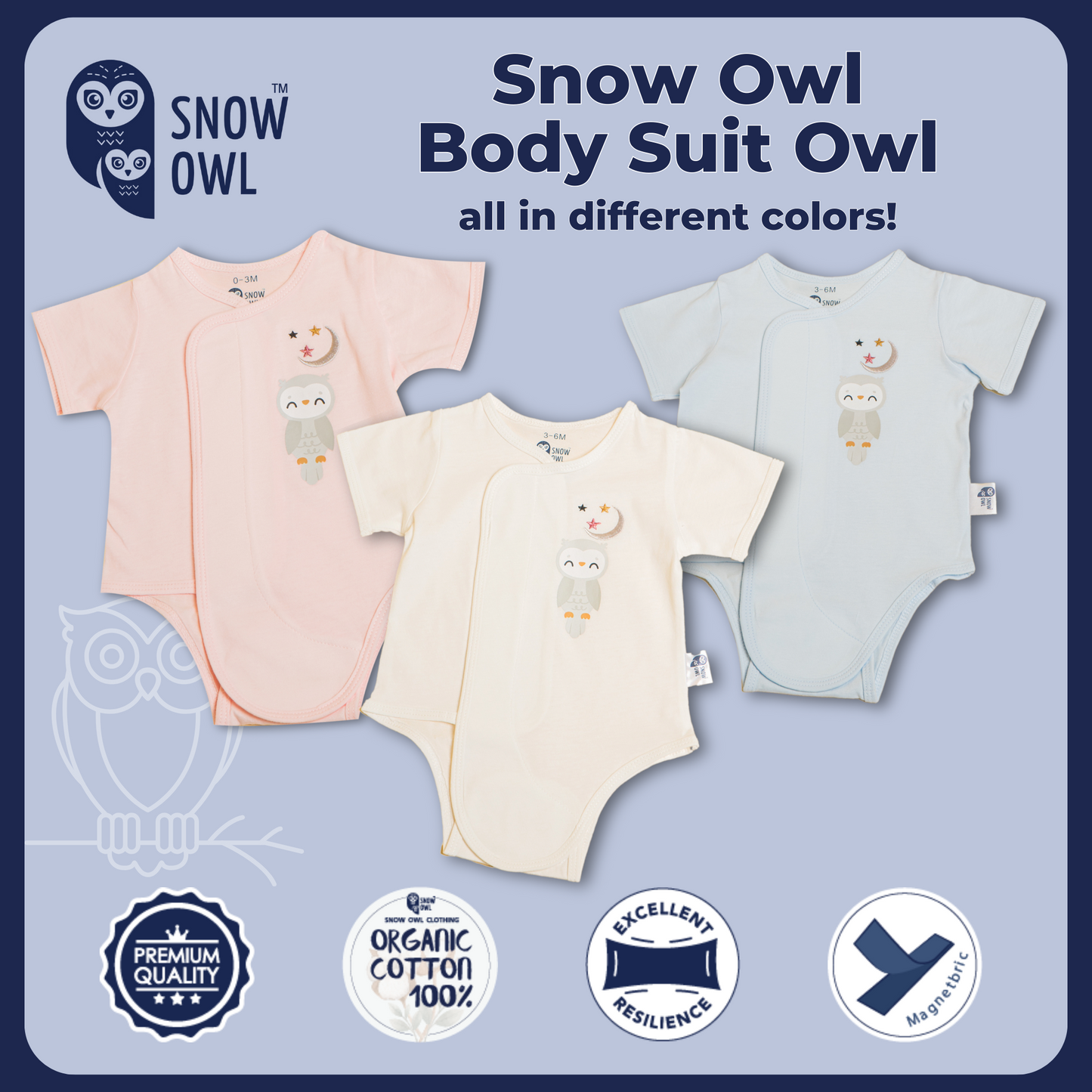 Snow Owl Body Suit - Pink Owl 3-6 M