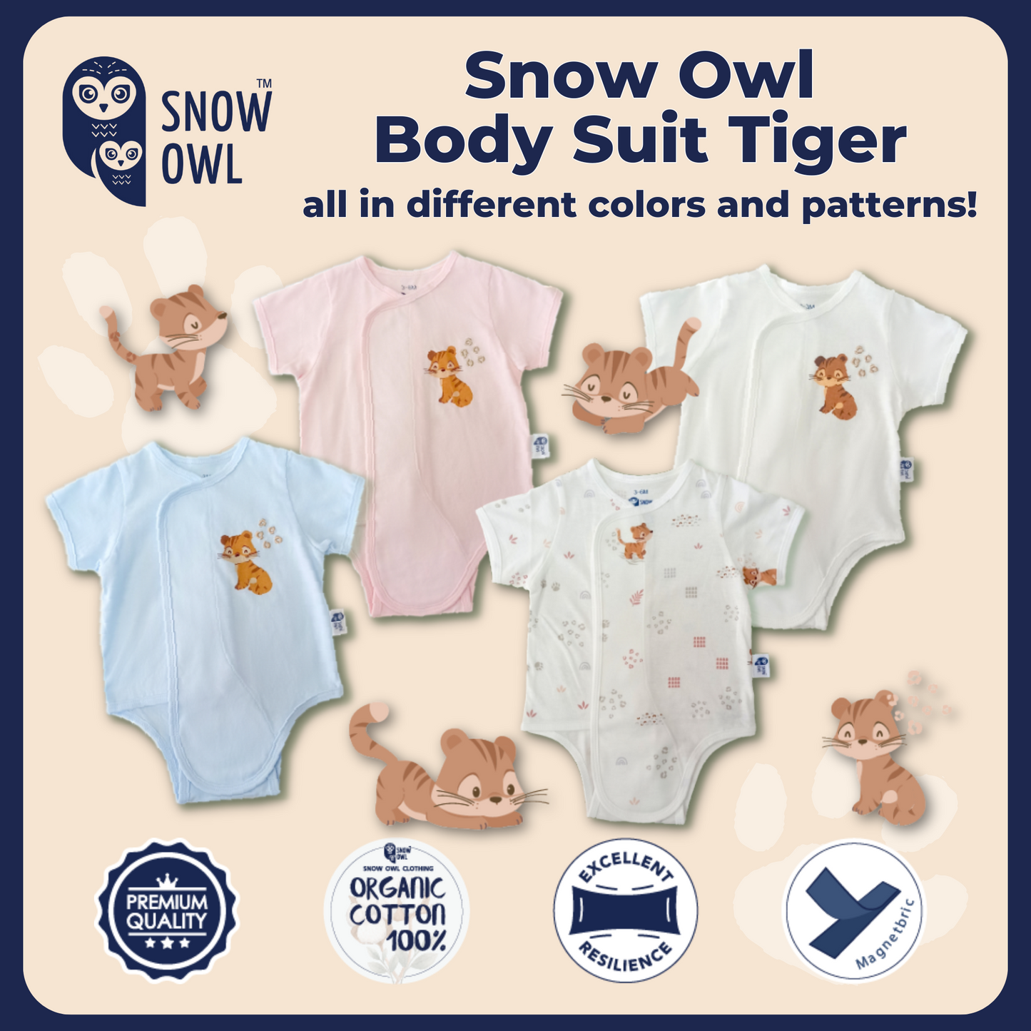 Snow Owl Body Suit - Tiger Blue 0-3 M