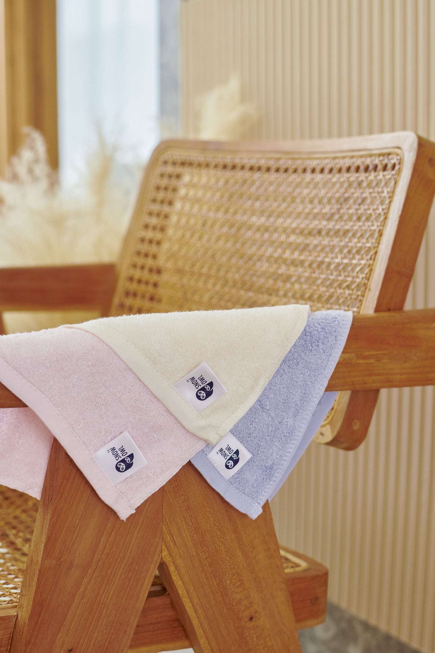 Snow Owl Gentle Dry Bamboo Washcloth - Pink (Pack of 3)
