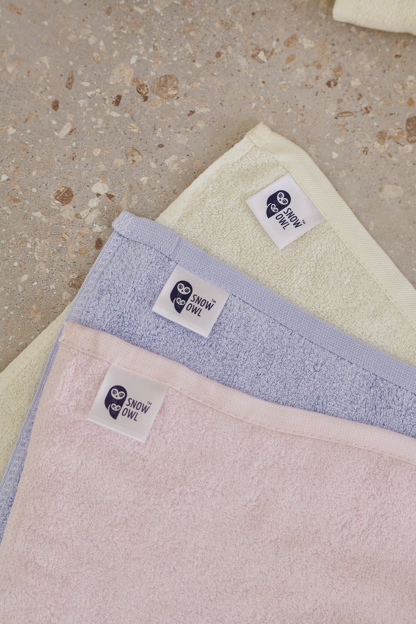 Snow Owl Gentle Dry Bamboo Washcloth - Pink (Pack of 3)