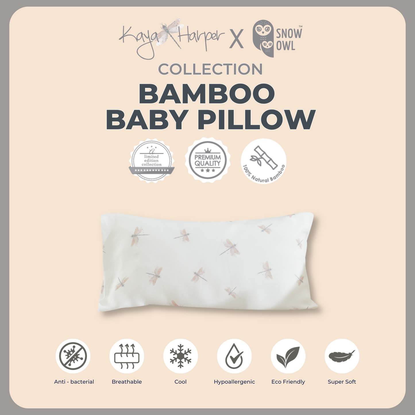 Snow Owl Bamboo Baby Pillow Kaya Harper - Dragon Fly