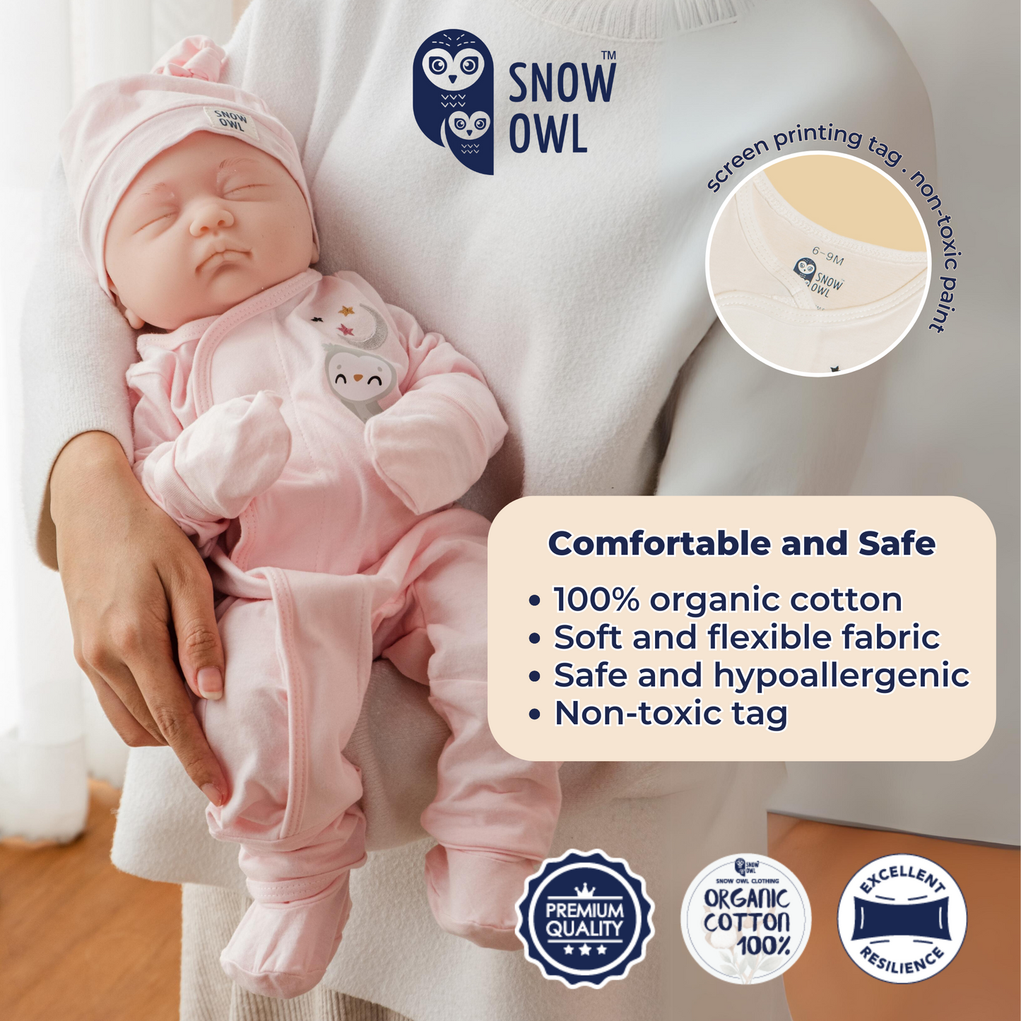 Snow Owl Romper - White Owl 0-3 M