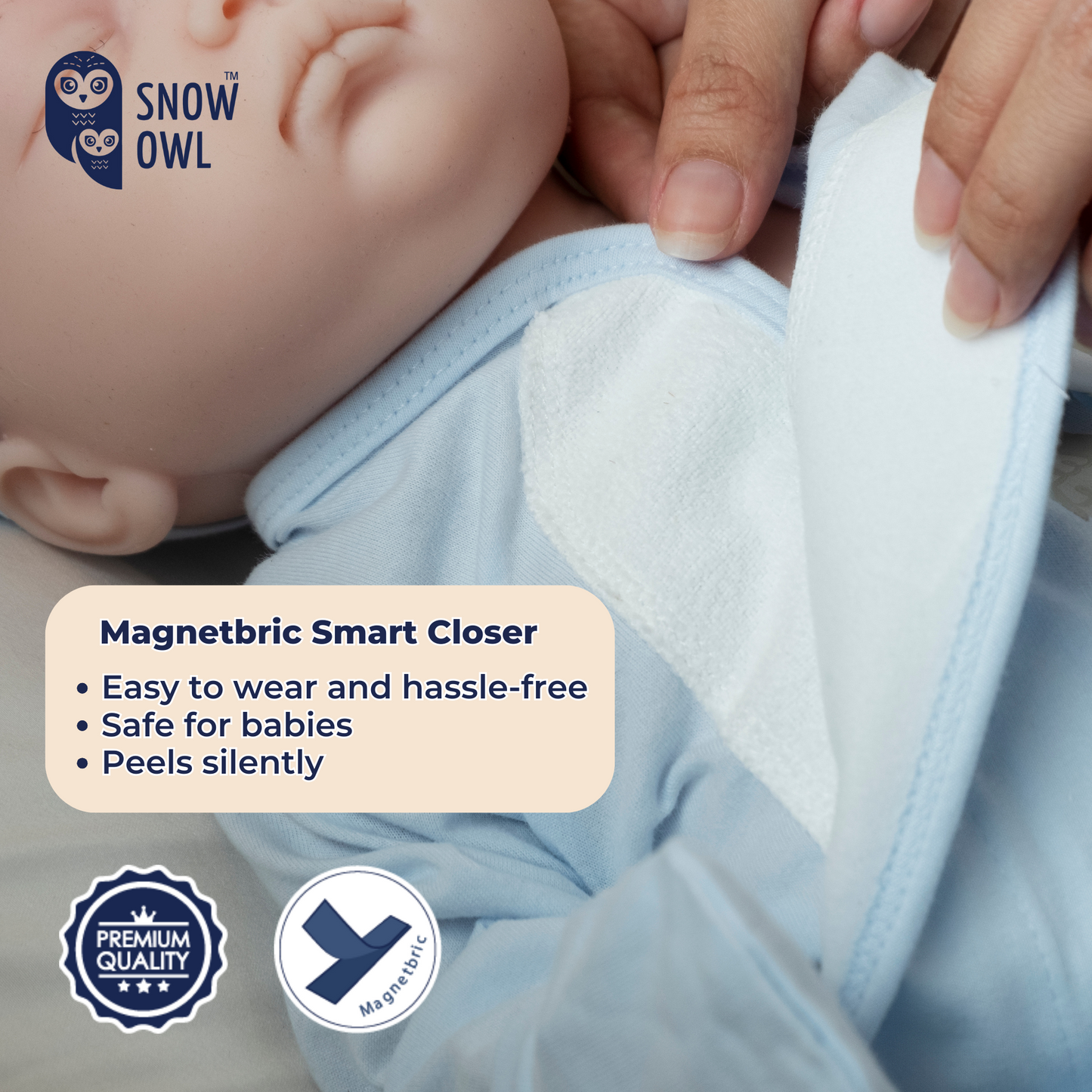 Snow Owl Romper - White Printed Owl 3-6 M