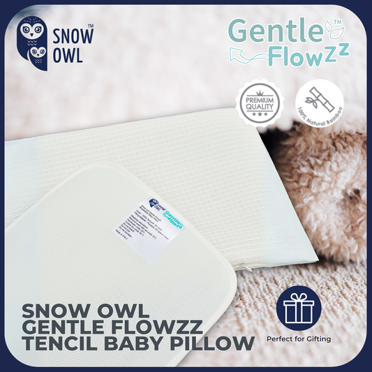 Snow Owl Gentle FlowZz Tencel Baby Pillow - White