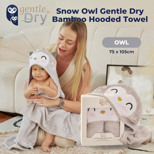 Snow Owl Gentle Dry Bamboo Hooded Towel - Owl