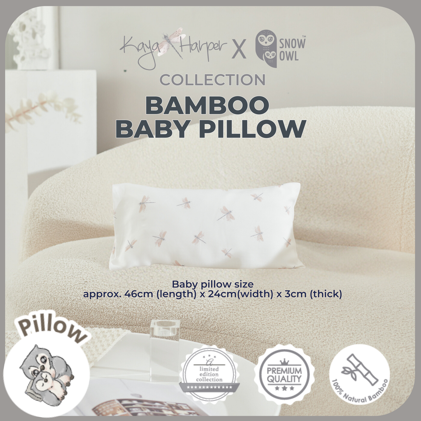 Snow Owl Bamboo Baby Pillow Kaya Harper - Dragon Fly