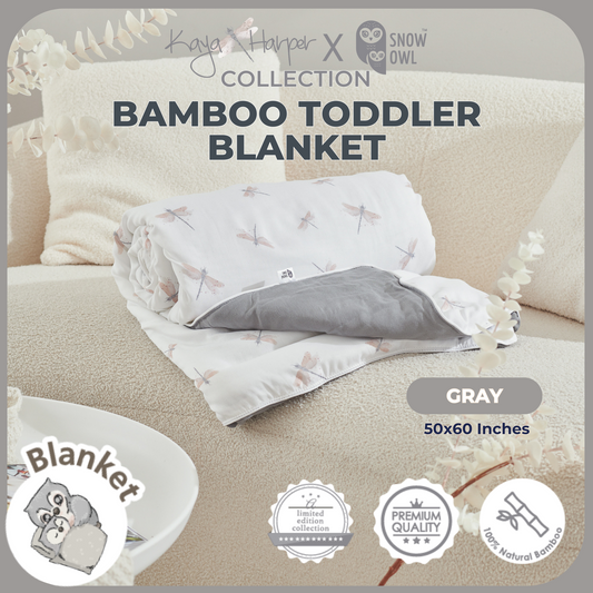 Snow Owl Bamboo Toddler Blanket Kaya Harper - 50x60 Gray