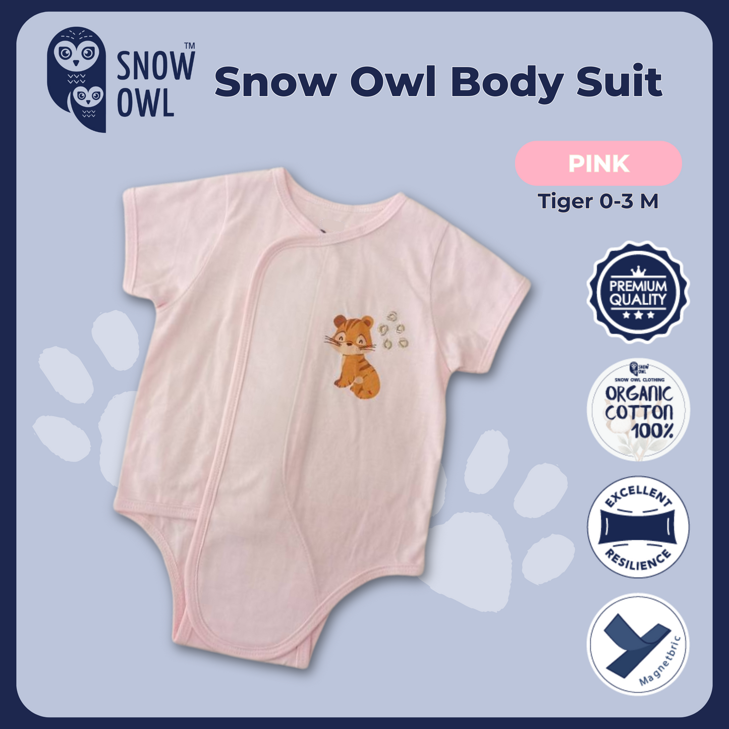 Snow Owl Body Suit - Tiger Pink 0-3 M