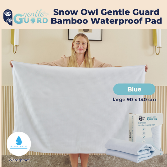 Snow Owl Gentle Guard Bamboo Waterproof Mattress Pad - Large Blue