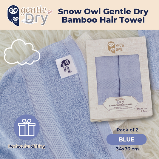 Snow Owl Gentle Dry Bamboo Hair Towel - Blue