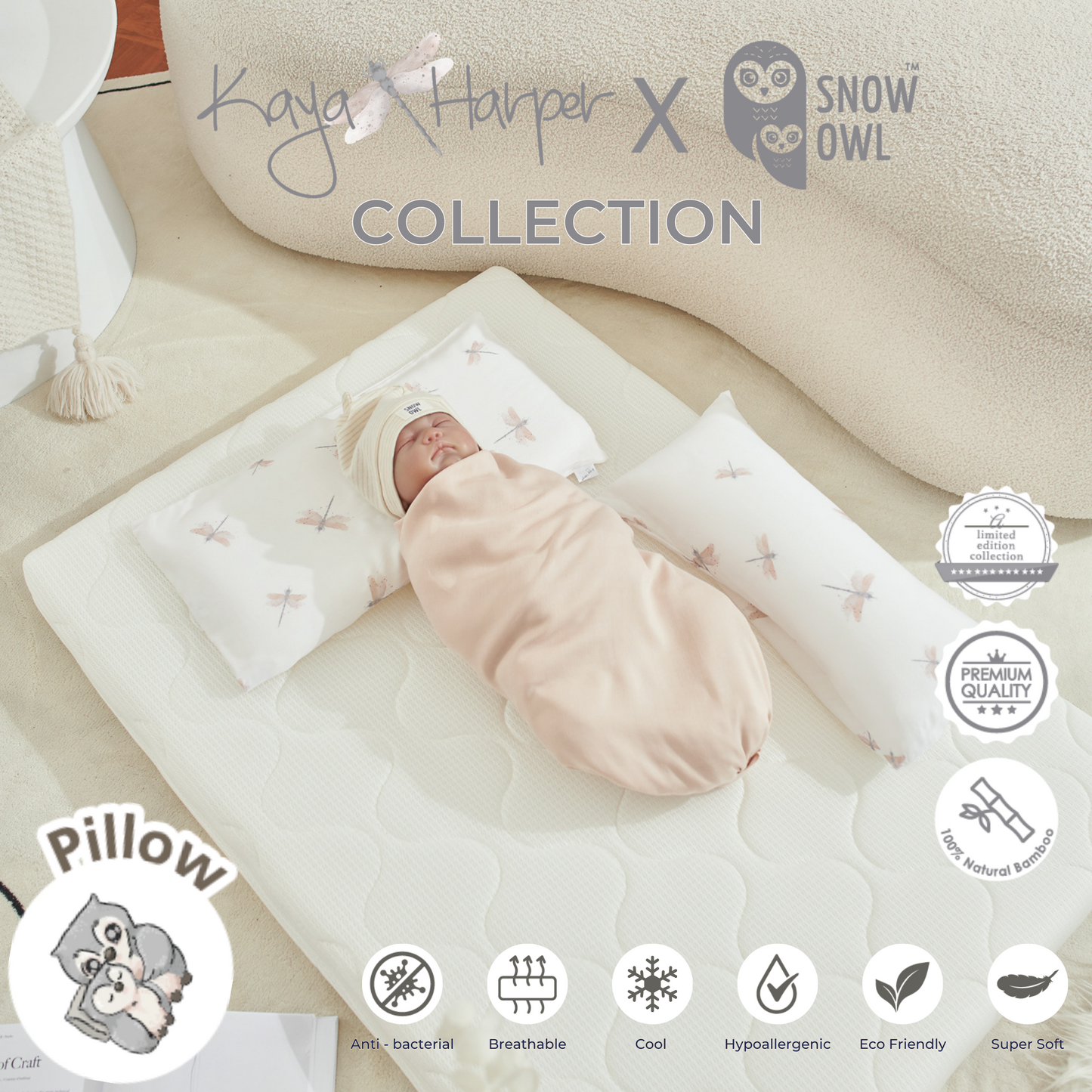 Snow Owl Bamboo Baby Pillow Kaya Harper - Dragon Fly