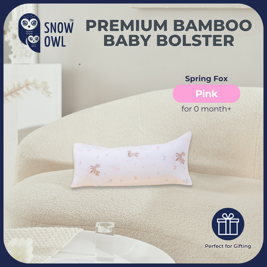 Snow Owl Bamboo Baby Bolster- Spring Fox Pink