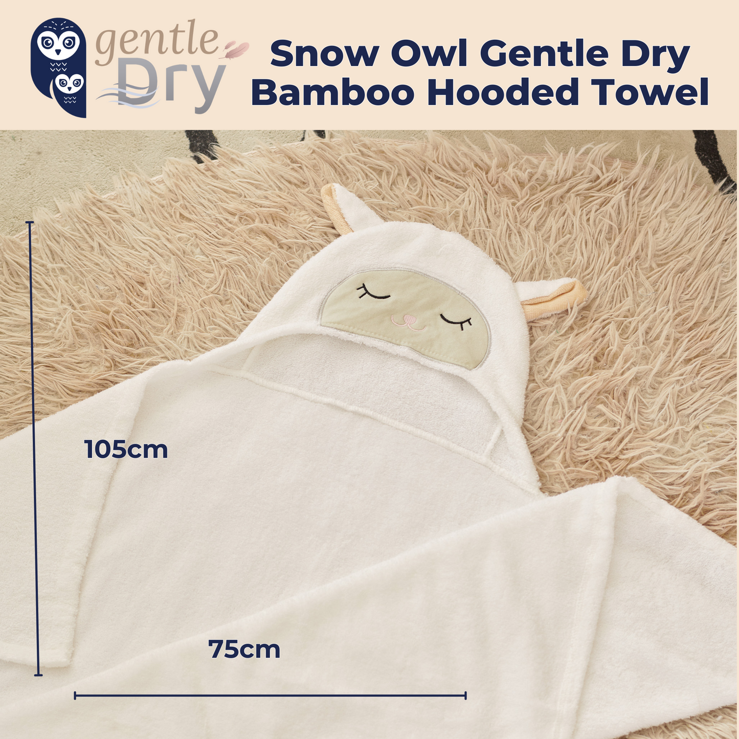 Snow Owl Gentle Dry Bamboo Hooded Towel - Sheep