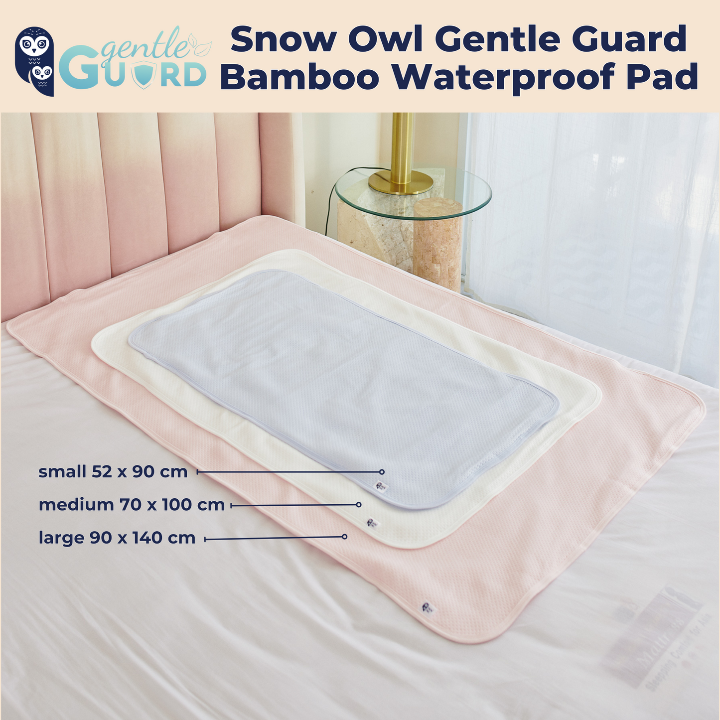 Snow Owl Gentle Guard Bamboo Waterproof Mattress Pad - Large Pink