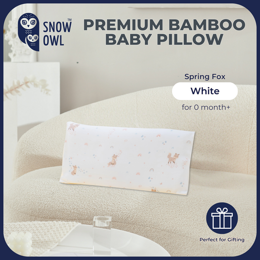 Snow Owl Bamboo Baby Pillow - Spring Fox White