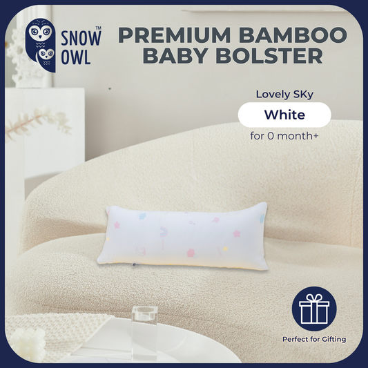 Snow Owl Bamboo Baby Bolster- Lovely Sky White