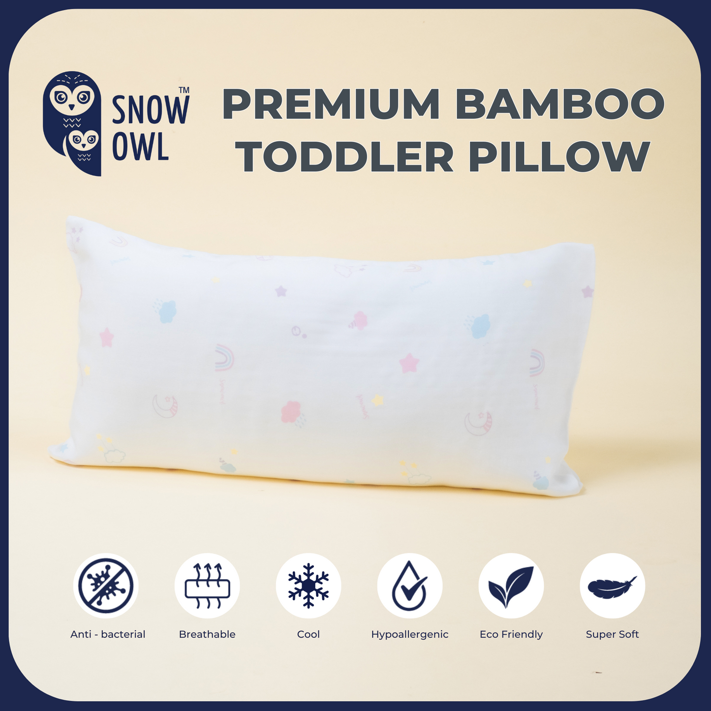 SNOW OWL BAMBOO Toddler Pillow - Lovely Sky White