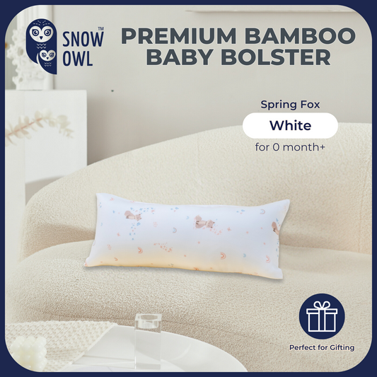 Snow Owl Bamboo Baby Bolster- Spring Fox White